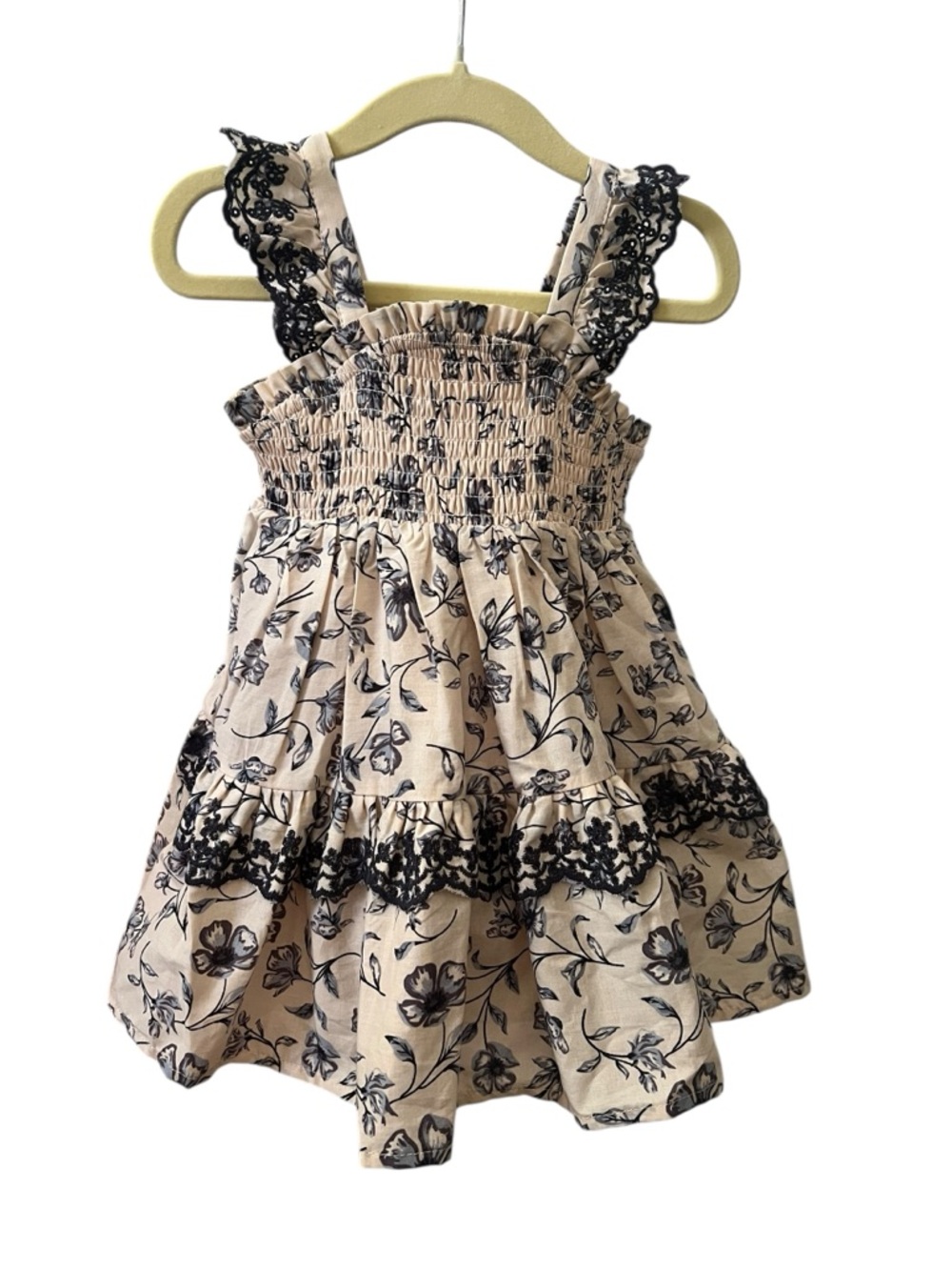 Haute Hippie Beige/muted pink Floral Lace-Trim Sundress - Picture 2 of 5